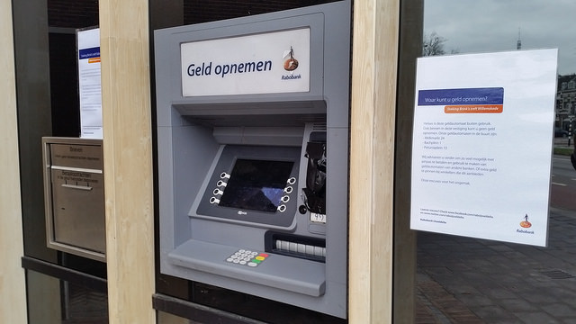 Geldautomaat Rabobank Willemskade Zwolle leeg